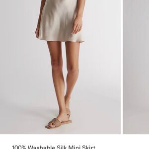 NWOT: Quince Cream Silk Mini Skirt